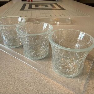 3 Crackle Glass Votive Holders